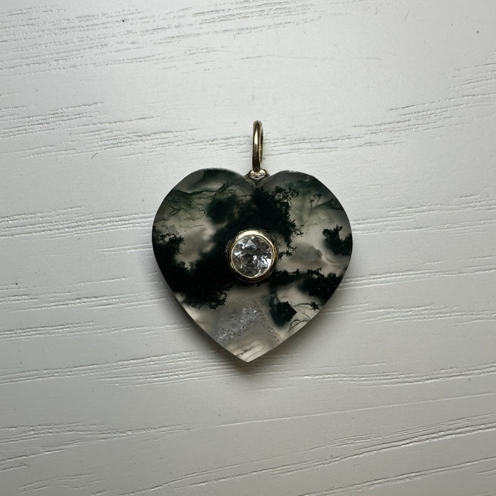 Moss Agate Heart Charm