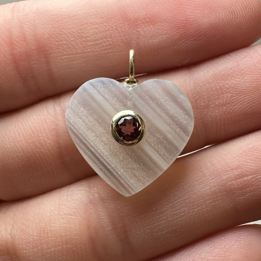 Banded Agate Heart Charm