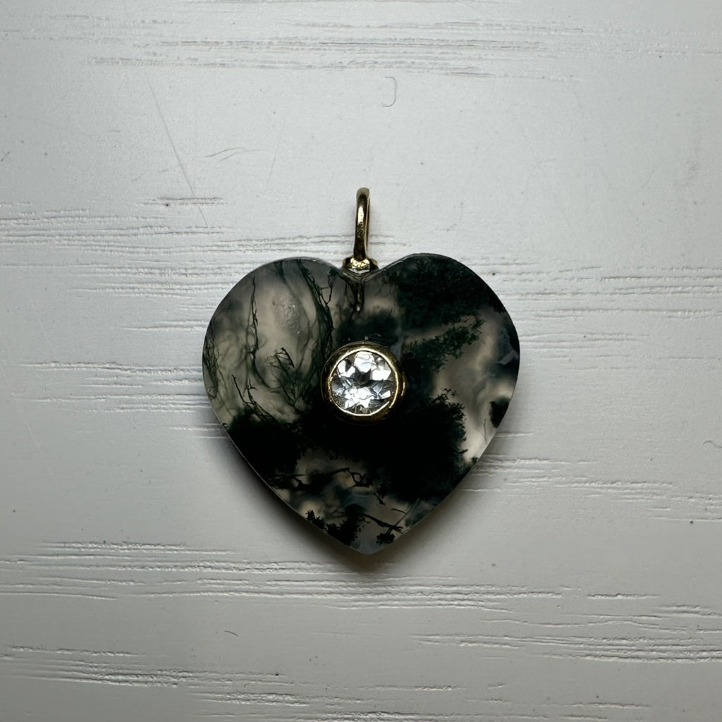 Moss Agate Heart Charm