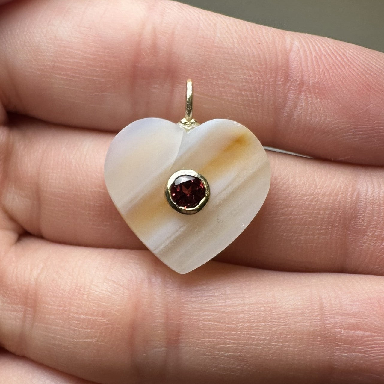 Banded Agate Heart Charm
