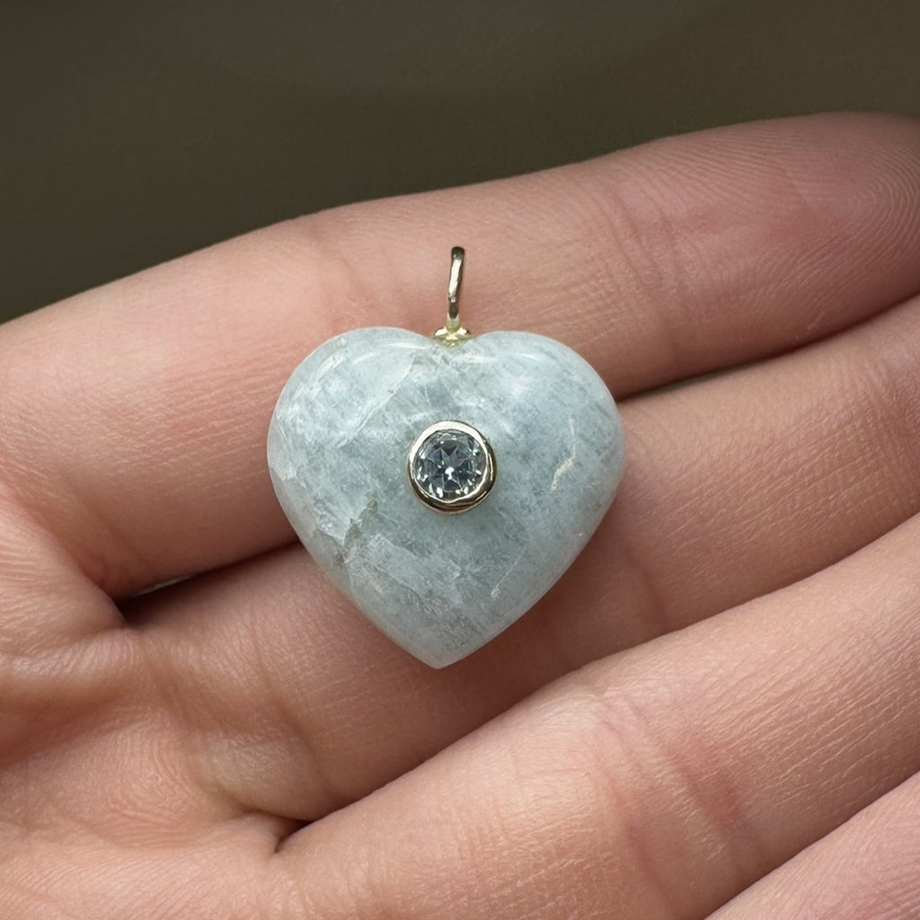 Aquamarine Heart Charm