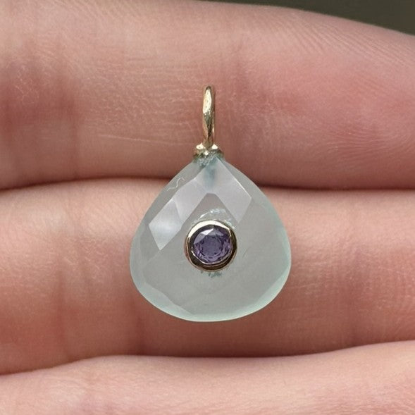 Aqua Chalcedony Drop Charm