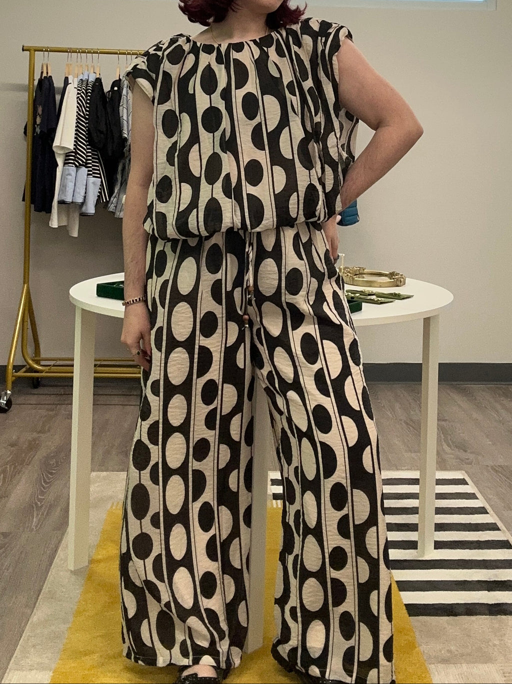 Black & Cream Oval Polka Dots Pants