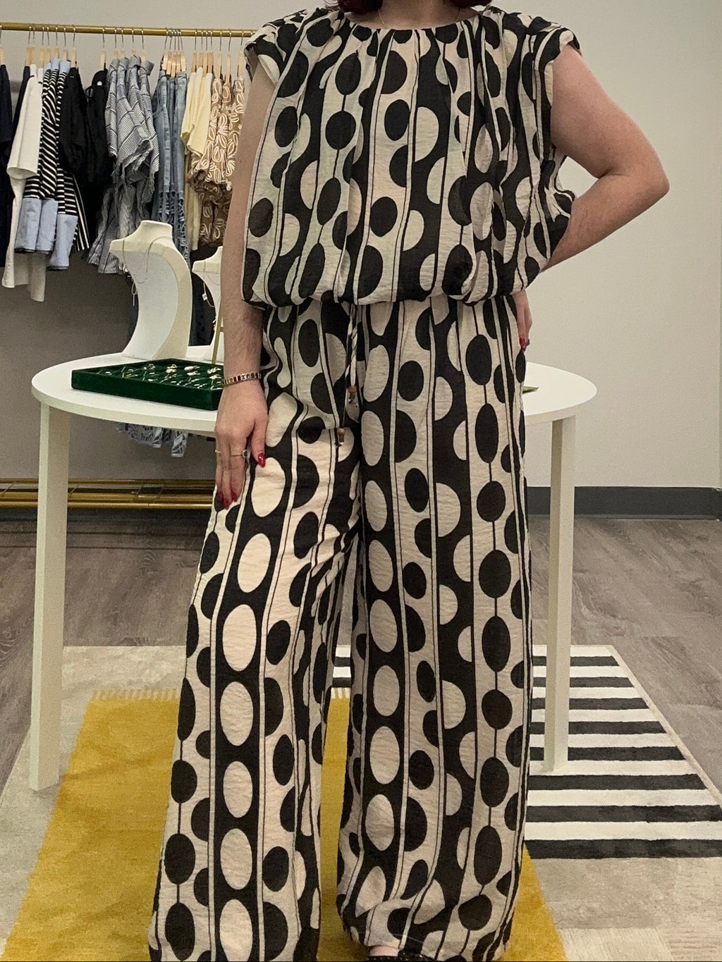 Black & Cream Oval Polka Dots Pants