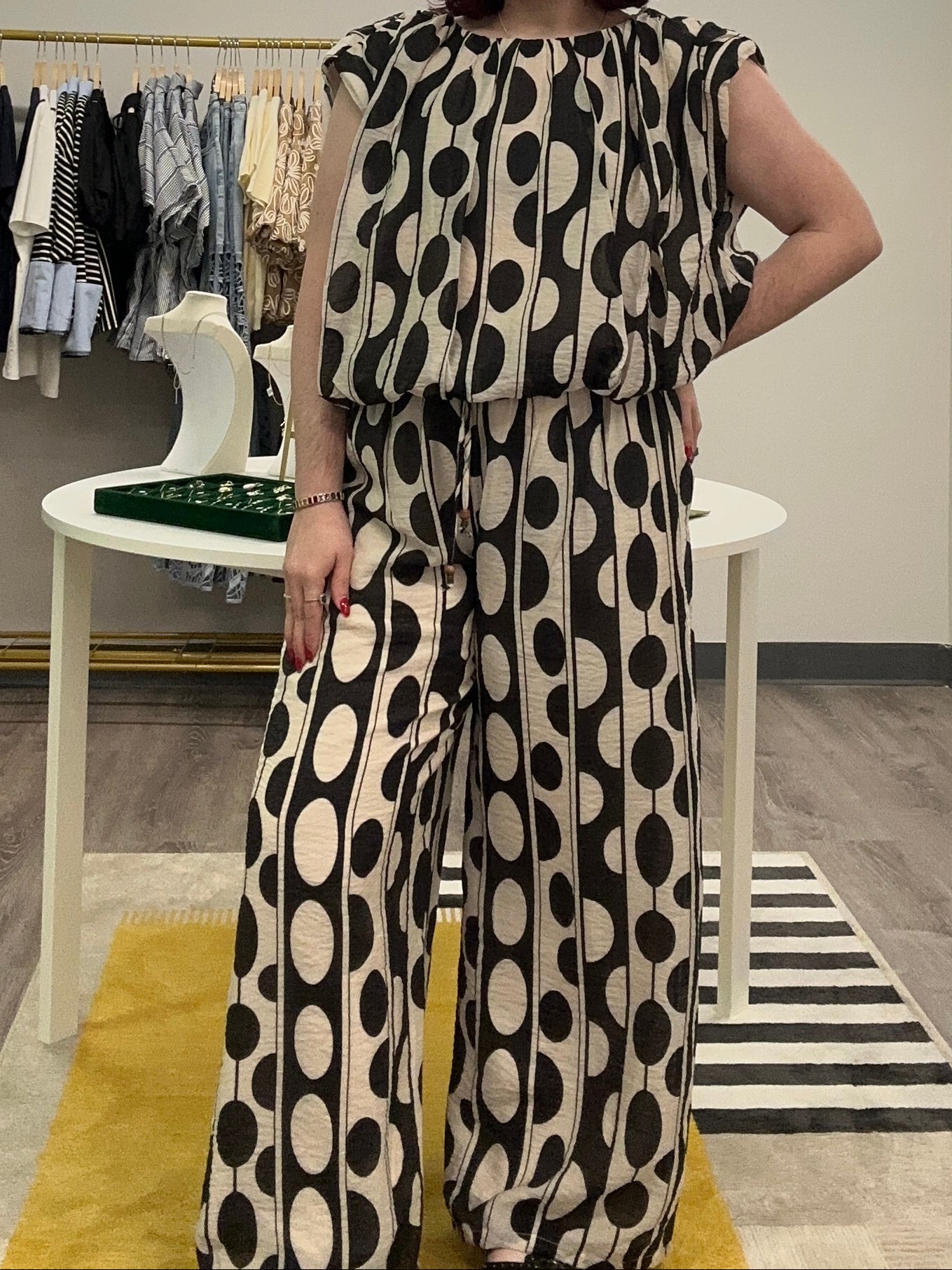 Black & Cream Oval Polka Dots Pants