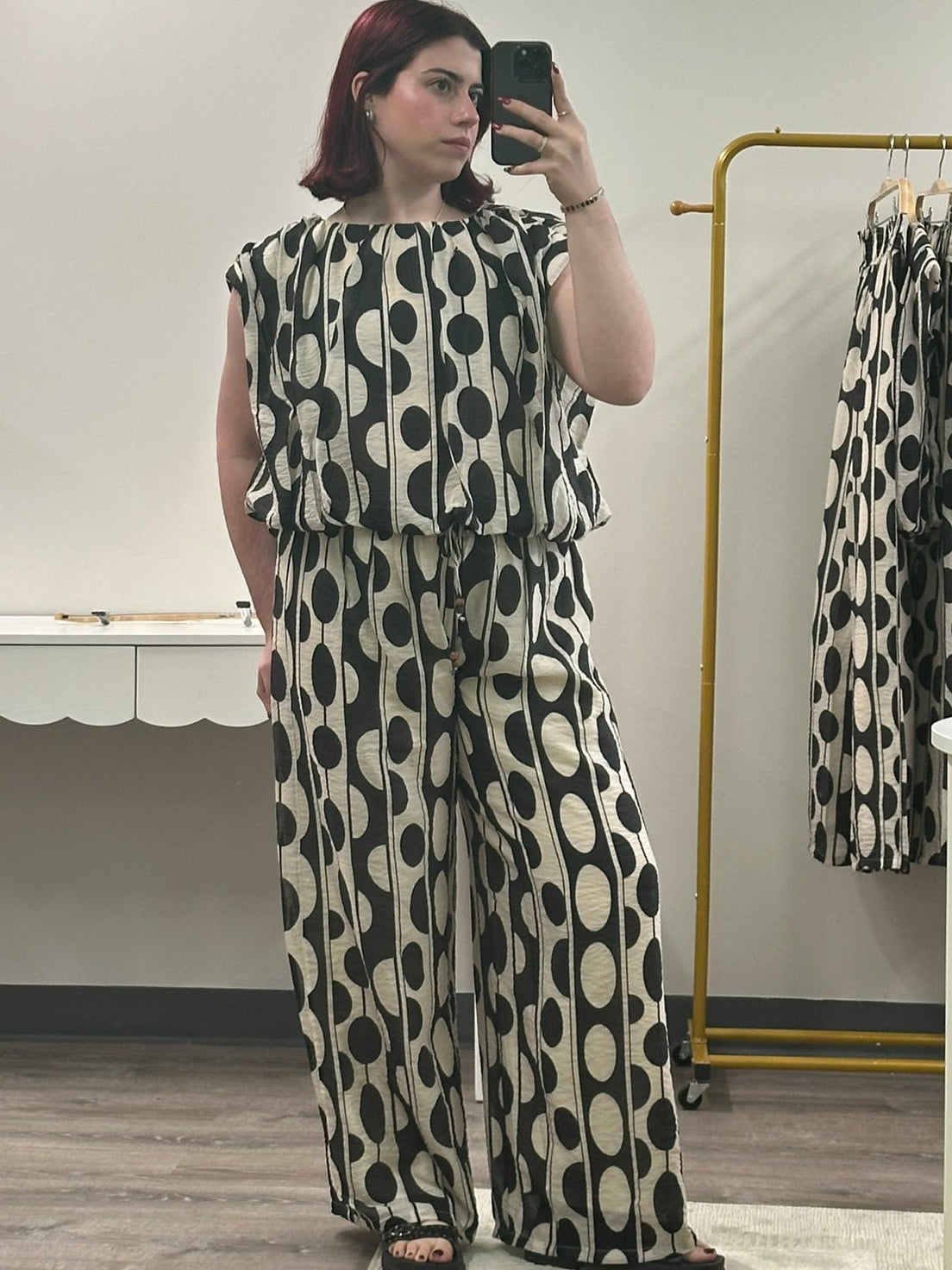 Black & Cream Oval Polka Dots Pants