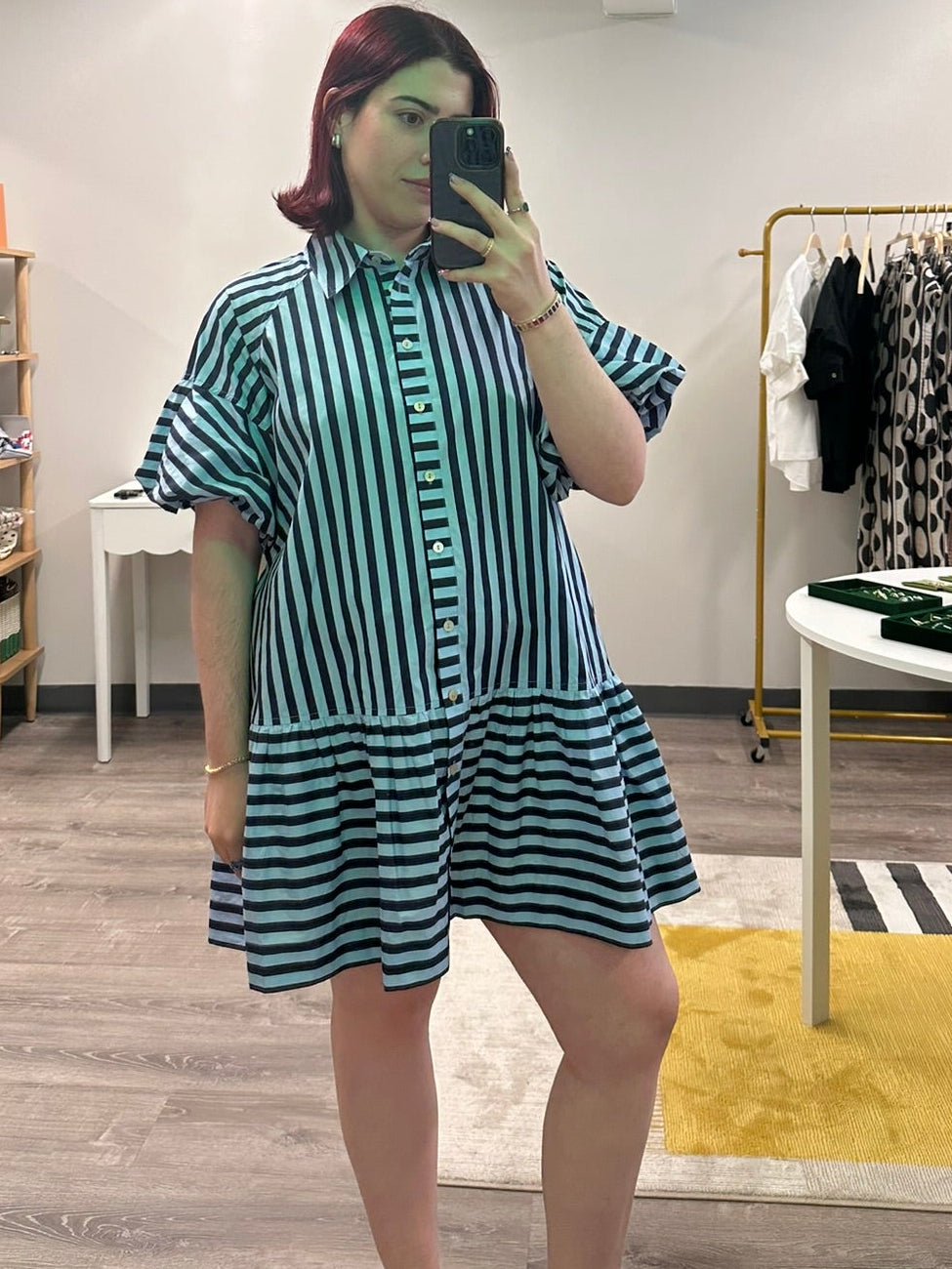 Blue-on-Blue Striped Mini Dress