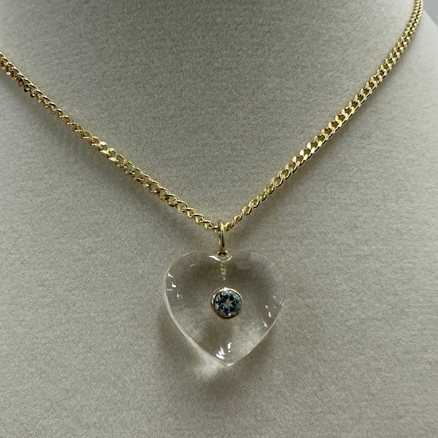 Clear Quartz Heart Pendant Necklace