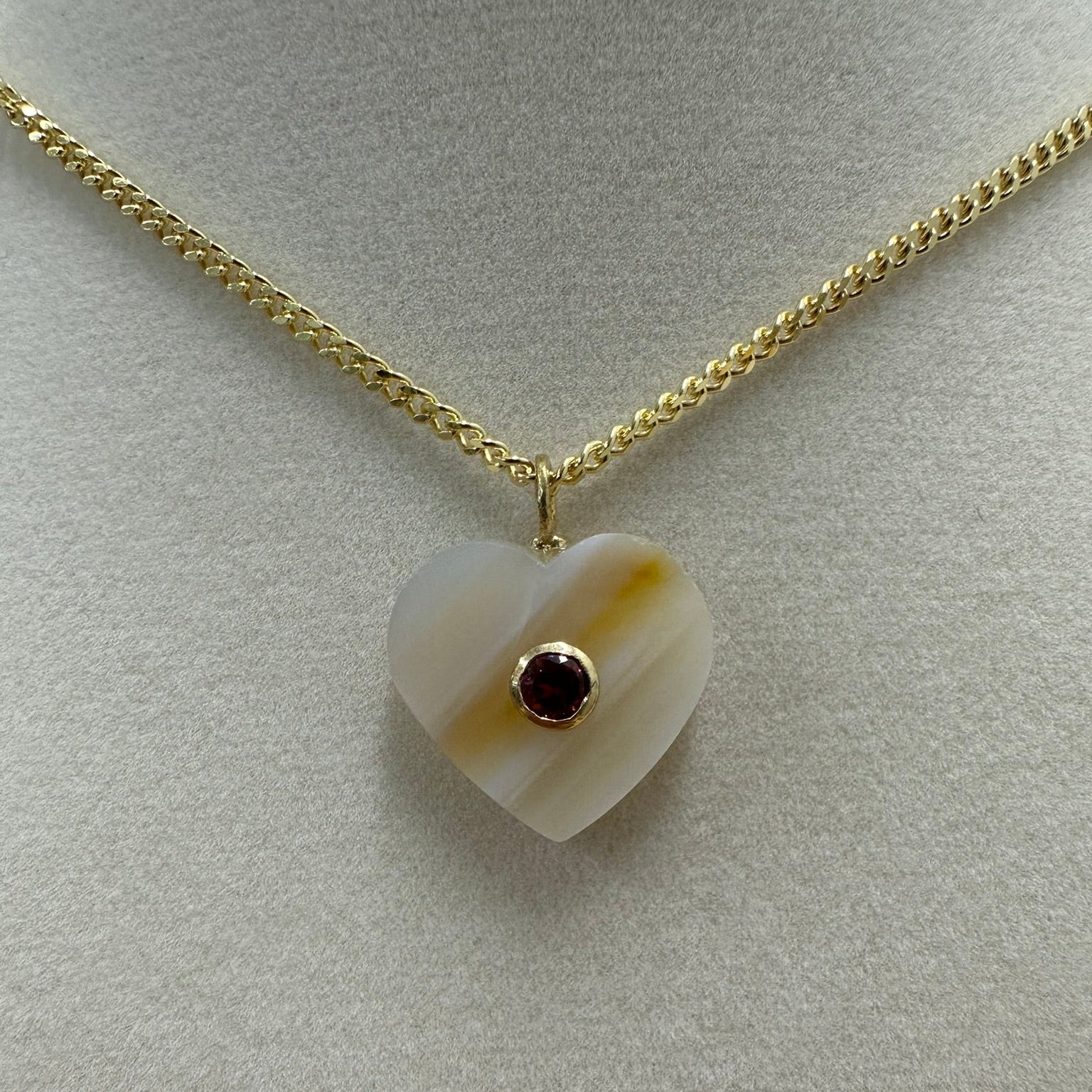 Banded Agate Heart Pendant Necklace
