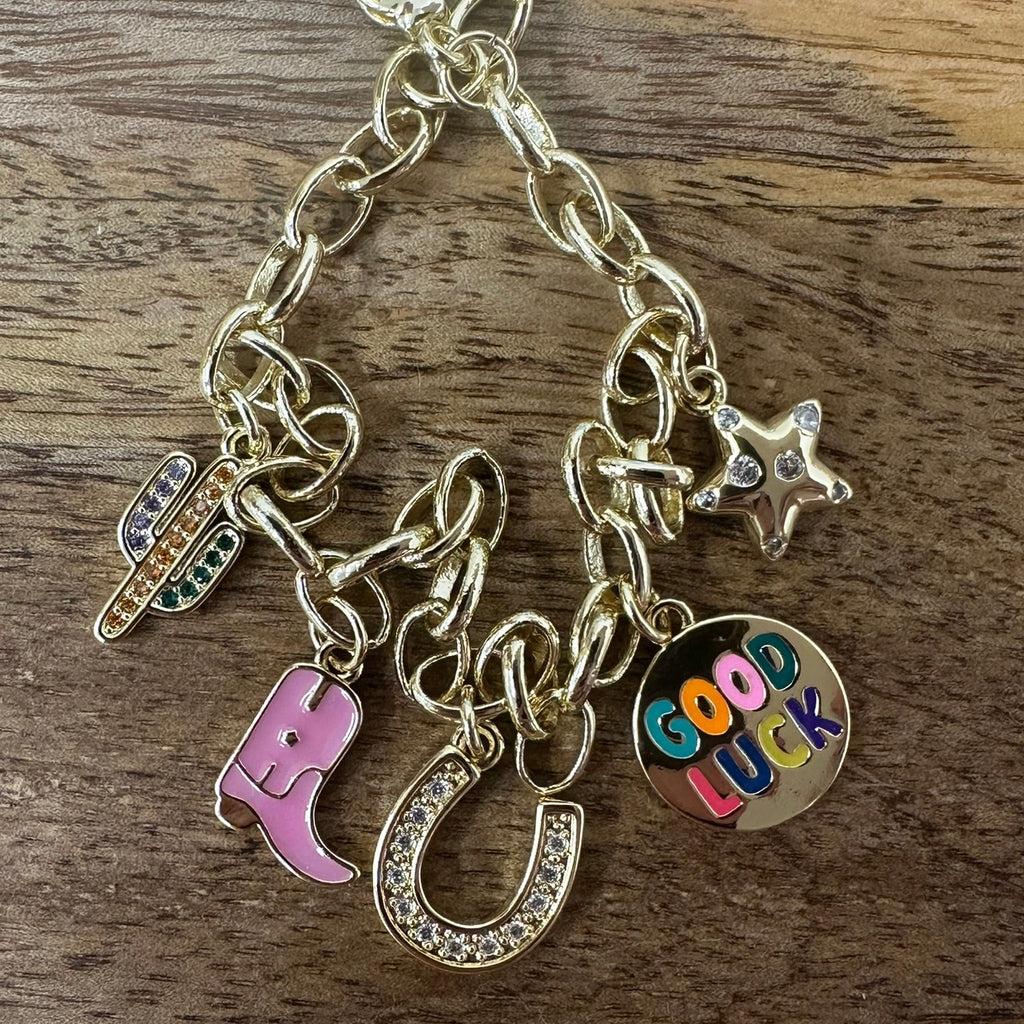 Lucky Cowgirl Gold Plated Charm Bracelet