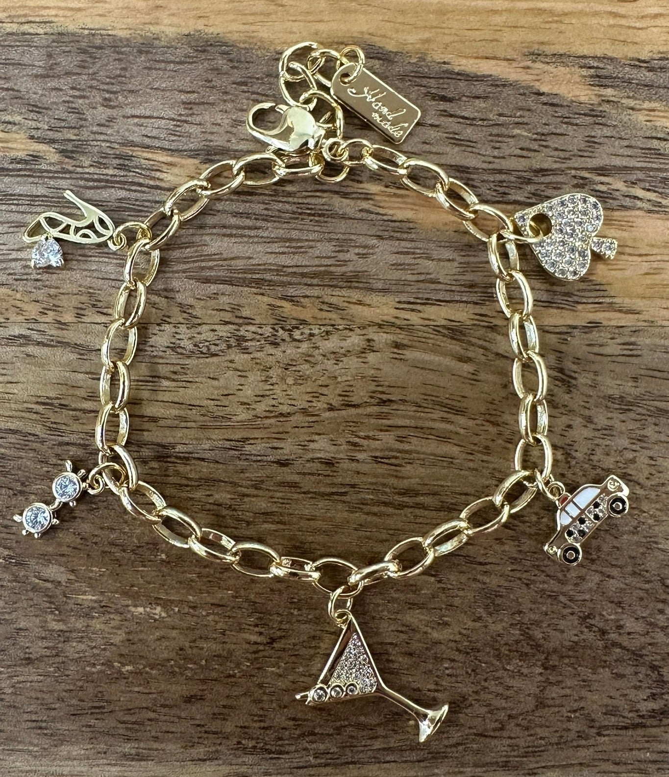 City Girl Vibes Gold Plated Charm Bracelet