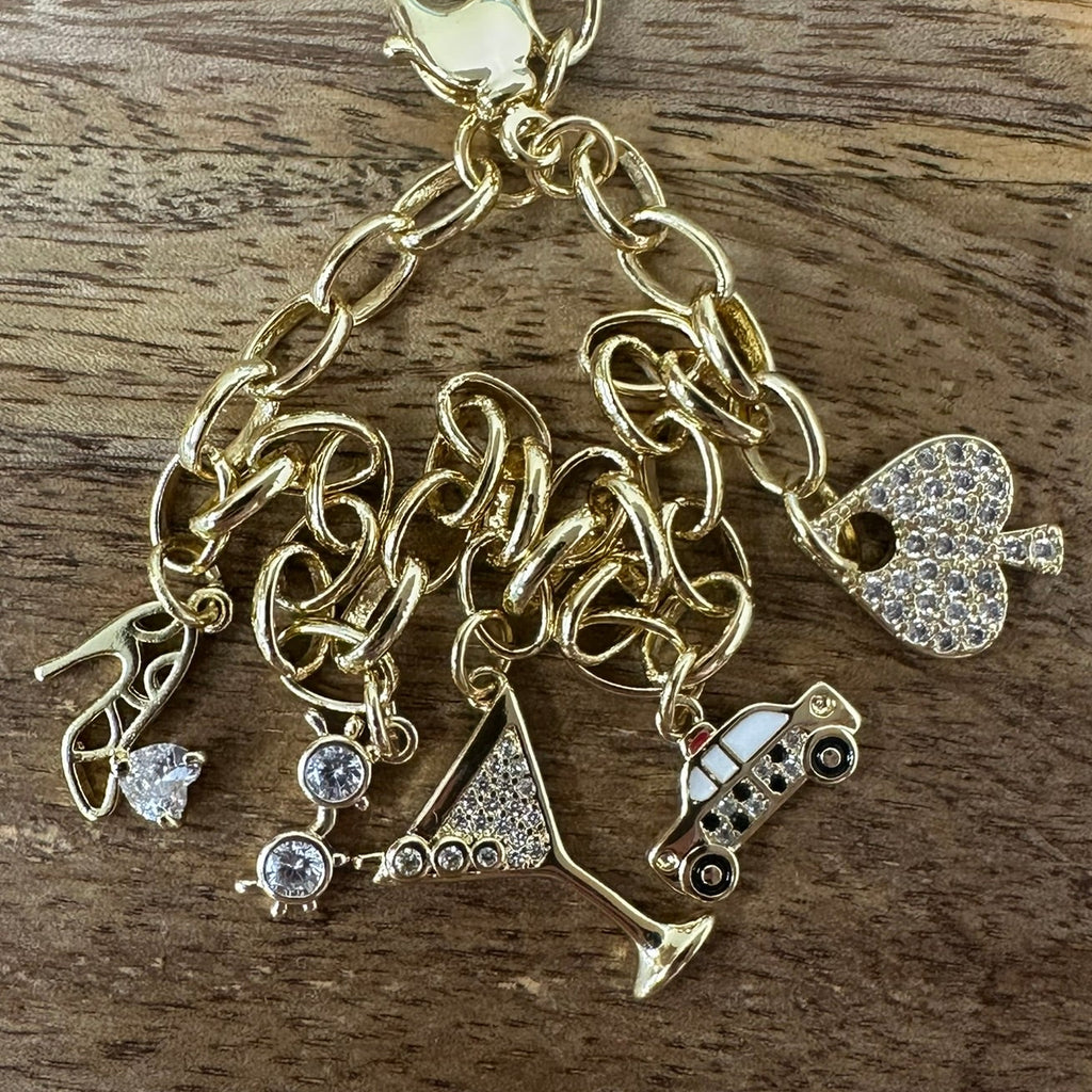 City Girl Vibes Gold Plated Charm Bracelet