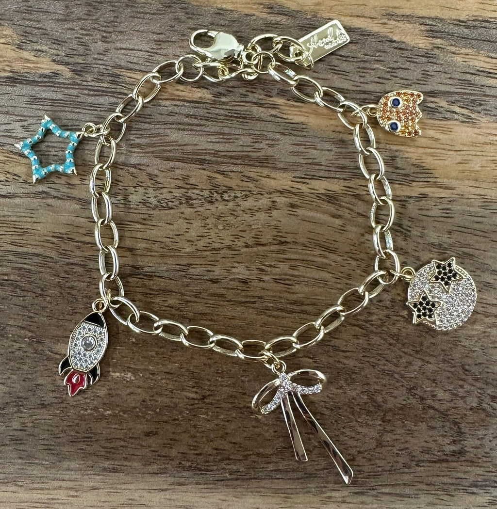Starry Eyed Gold Plated Charm Bracelet