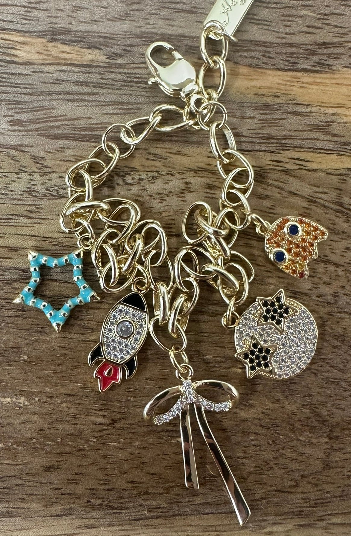 Starry Eyed Gold Plated Charm Bracelet