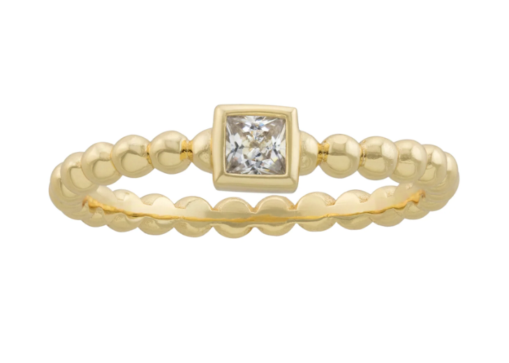 Square Clear Bezel Bubble Ring