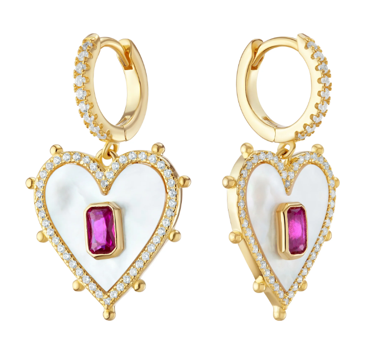 Mother of Pearl Heart Drop Earrings