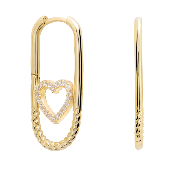 Pave Heart Oval Huggies