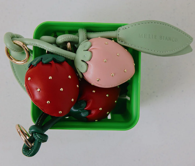 Melie Bianco Red Strawberry Charm Bag