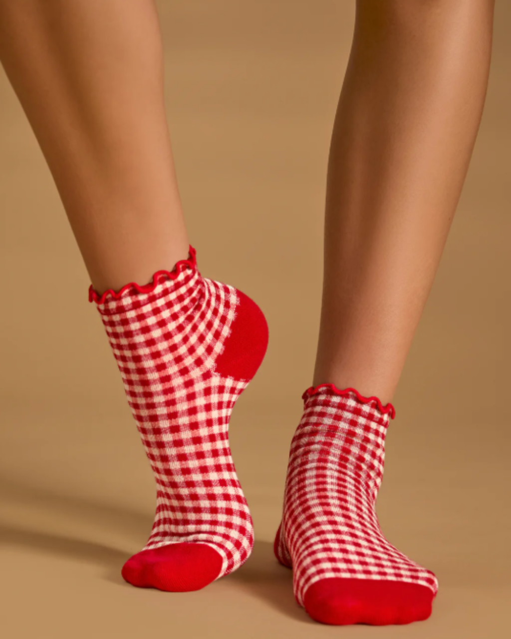 Gingham Ruffle Ankle Sock