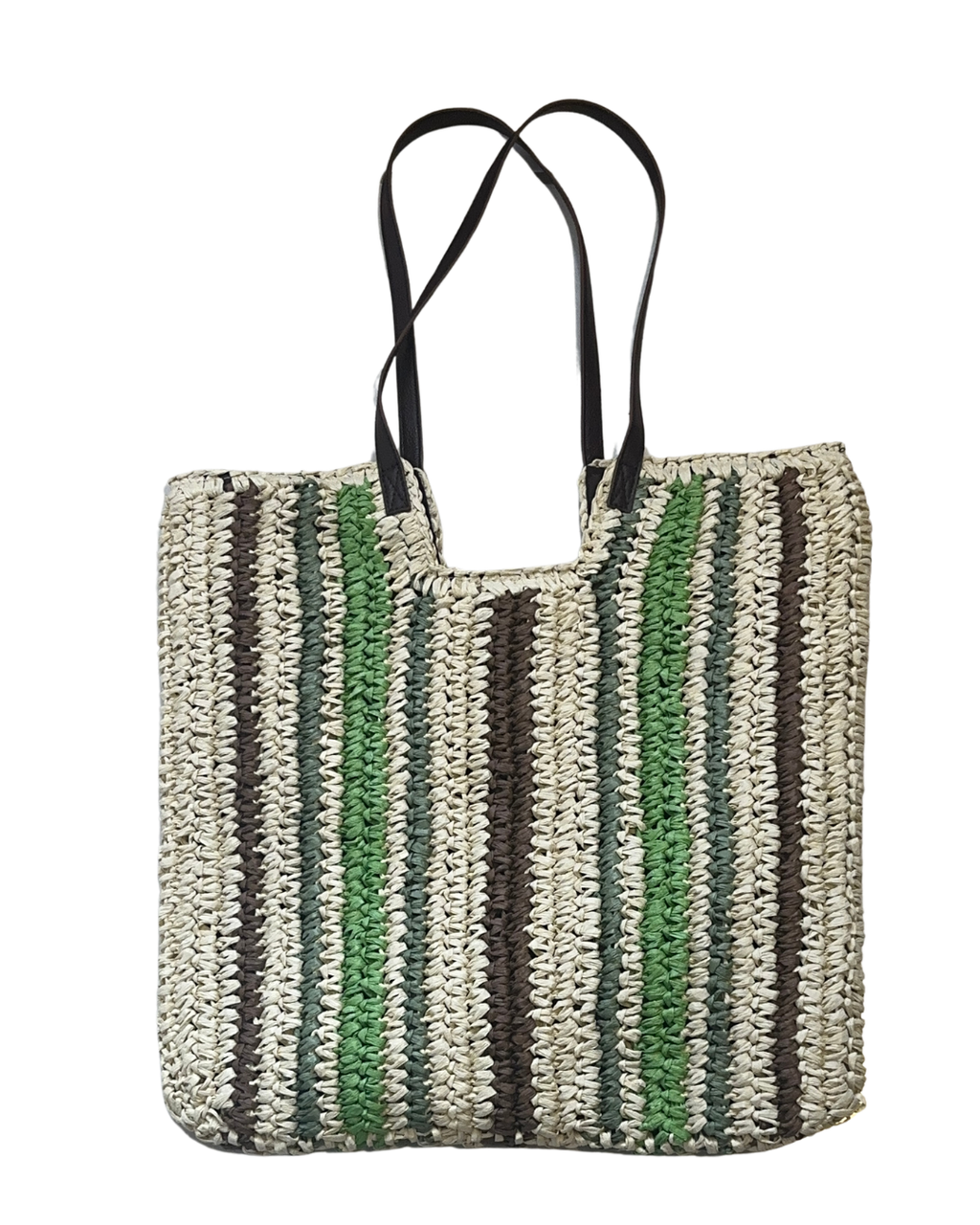Natural Stripe Woven Tote Bag