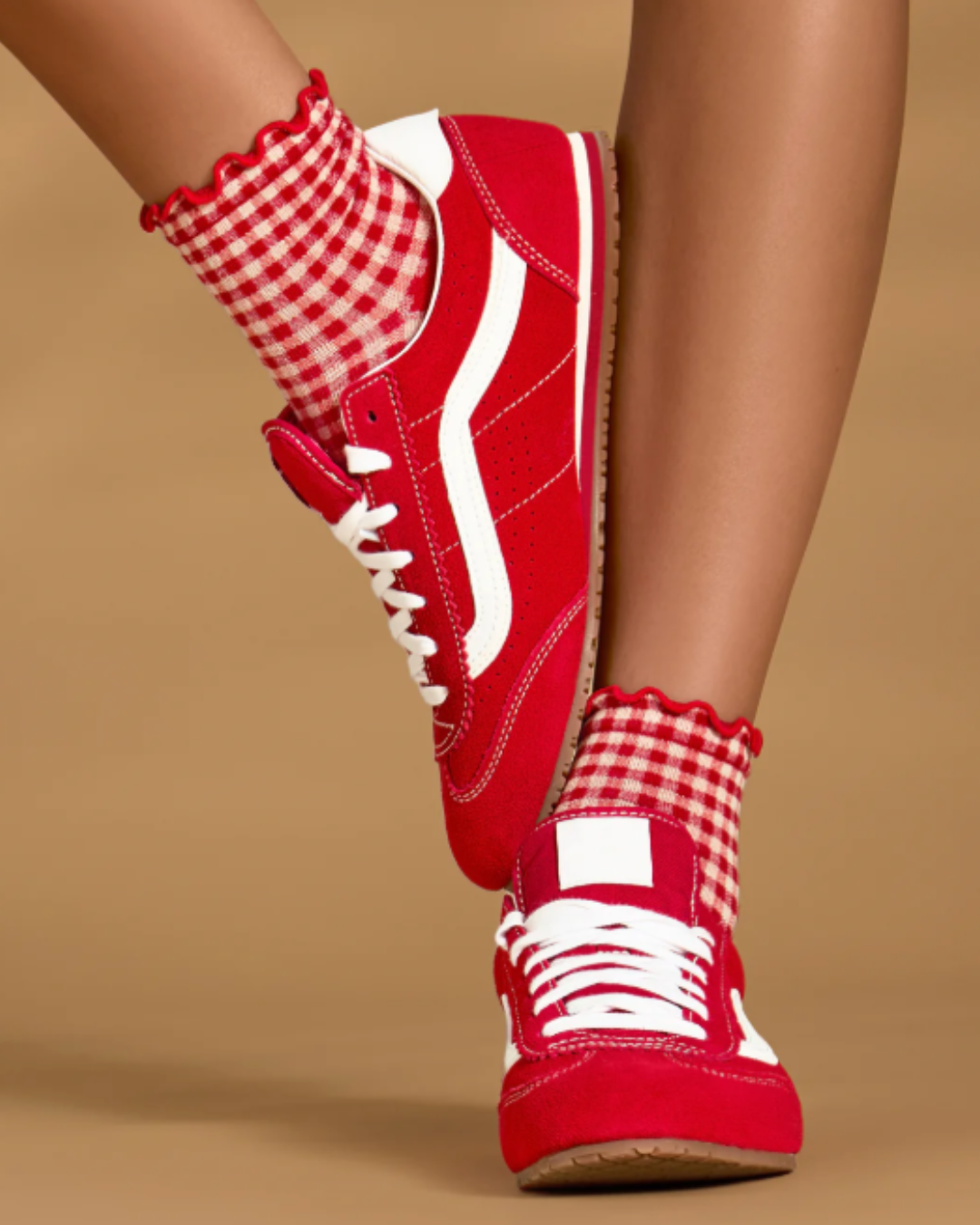 Gingham Ruffle Ankle Sock