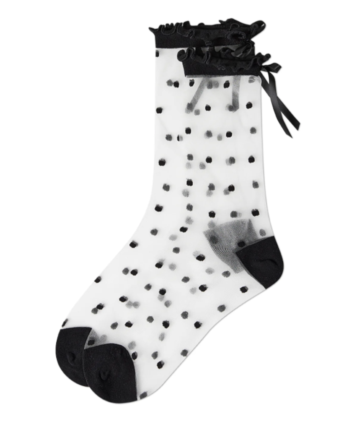 Sheer Polka Dot Bow Crew Sock