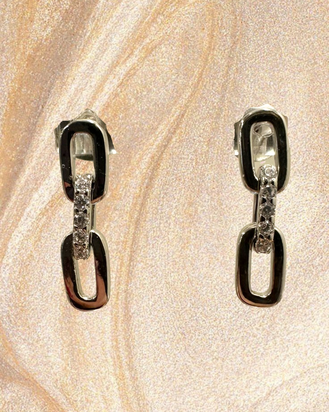 Sterling Silver Chain Link Stud Earrings