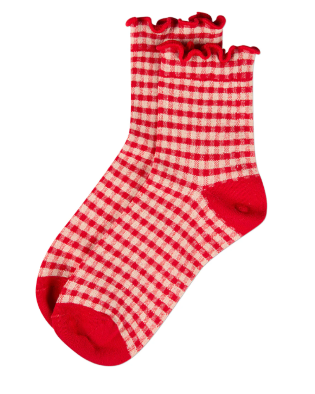 Gingham Ruffle Ankle Sock