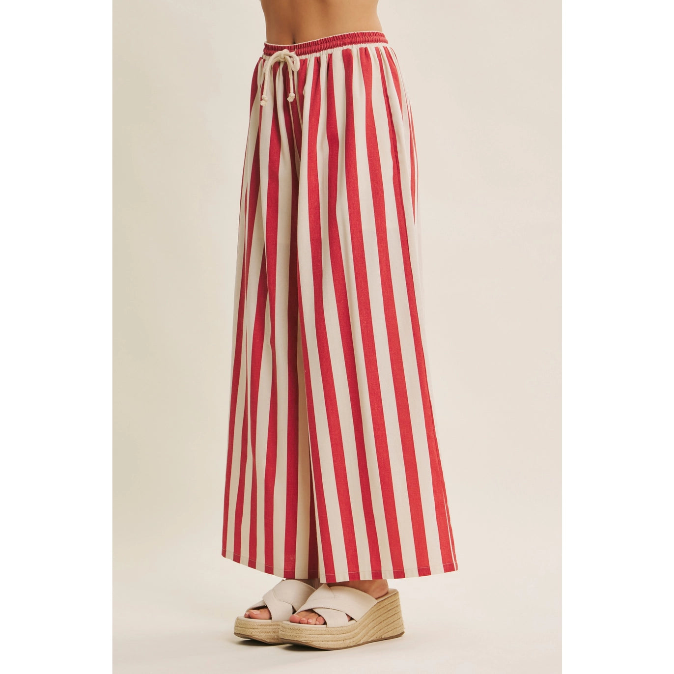 Red & Cream Striped Pants