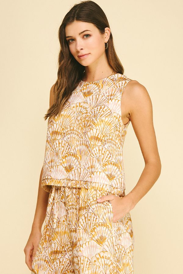 Golden Seashell Print Matching Set