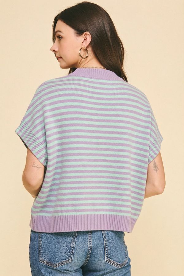 Lavender Mint Striped Knit Top