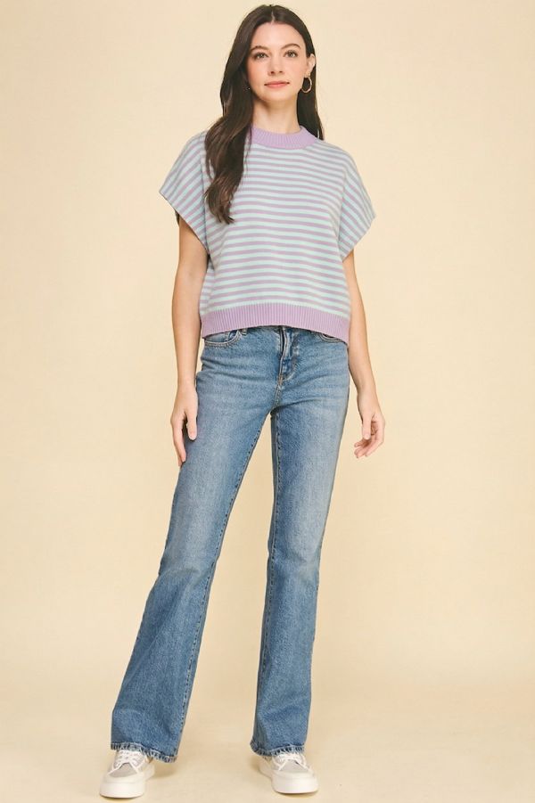 Lavender Mint Striped Knit Top
