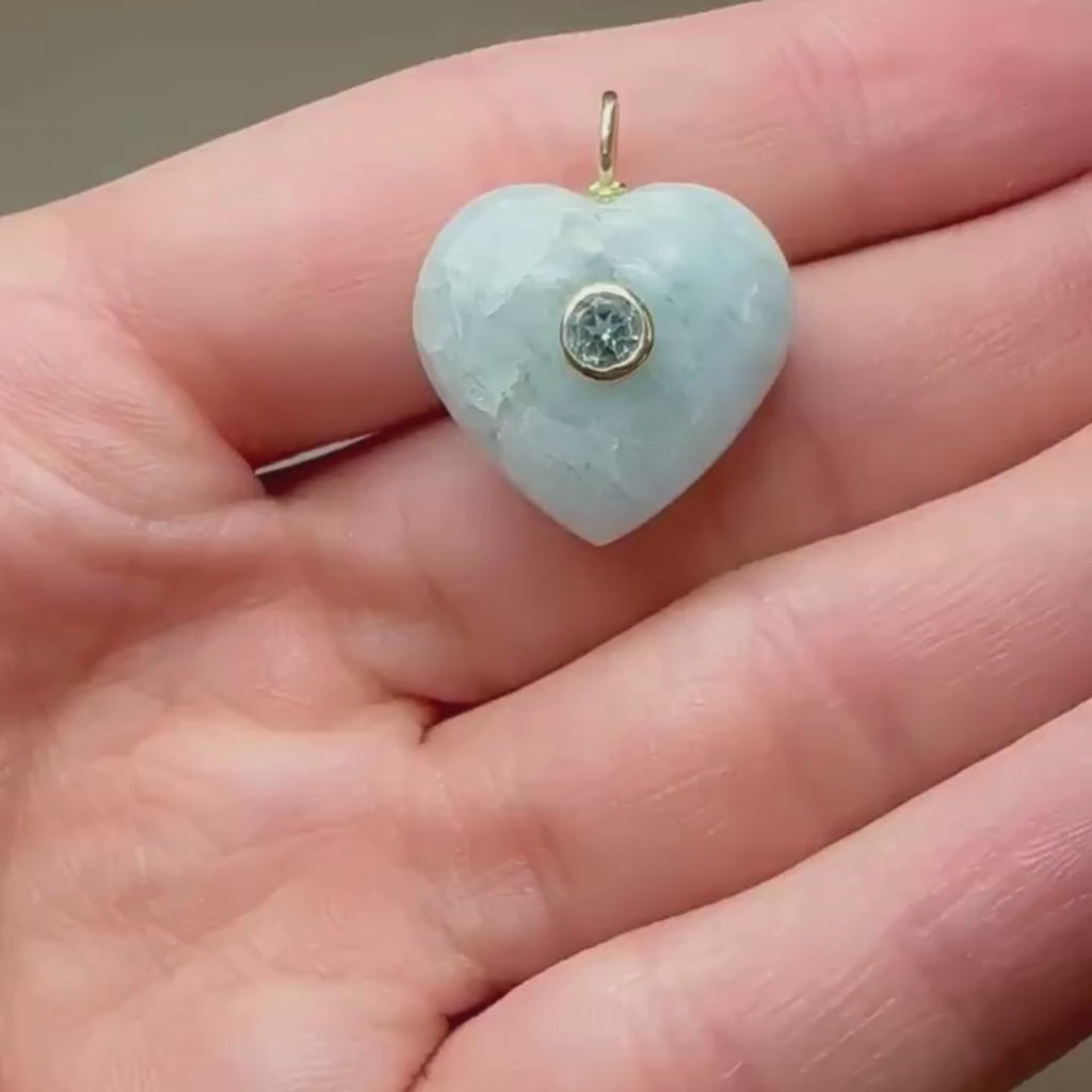 Aquamarine Heart Charm