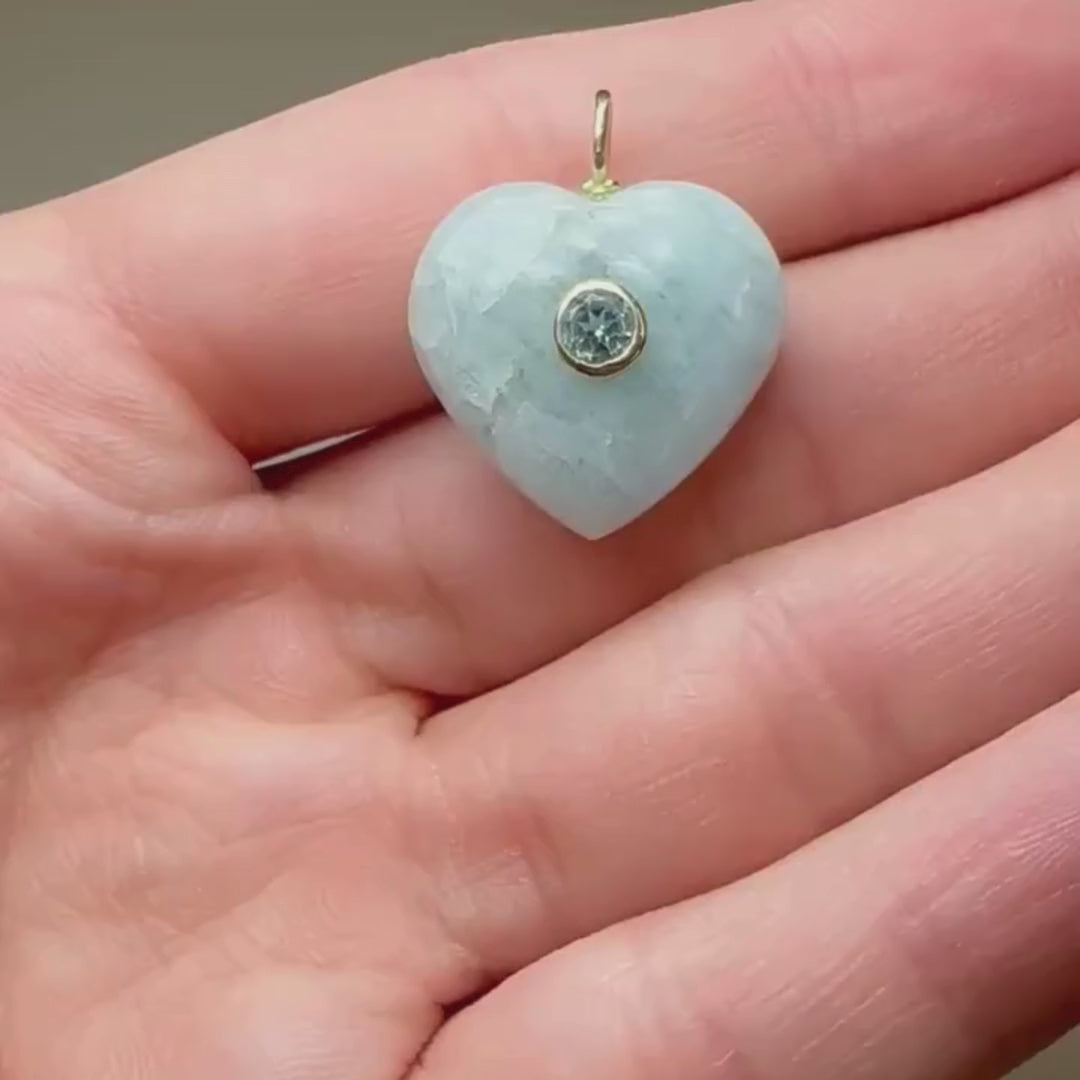 Aquamarine Heart Charm