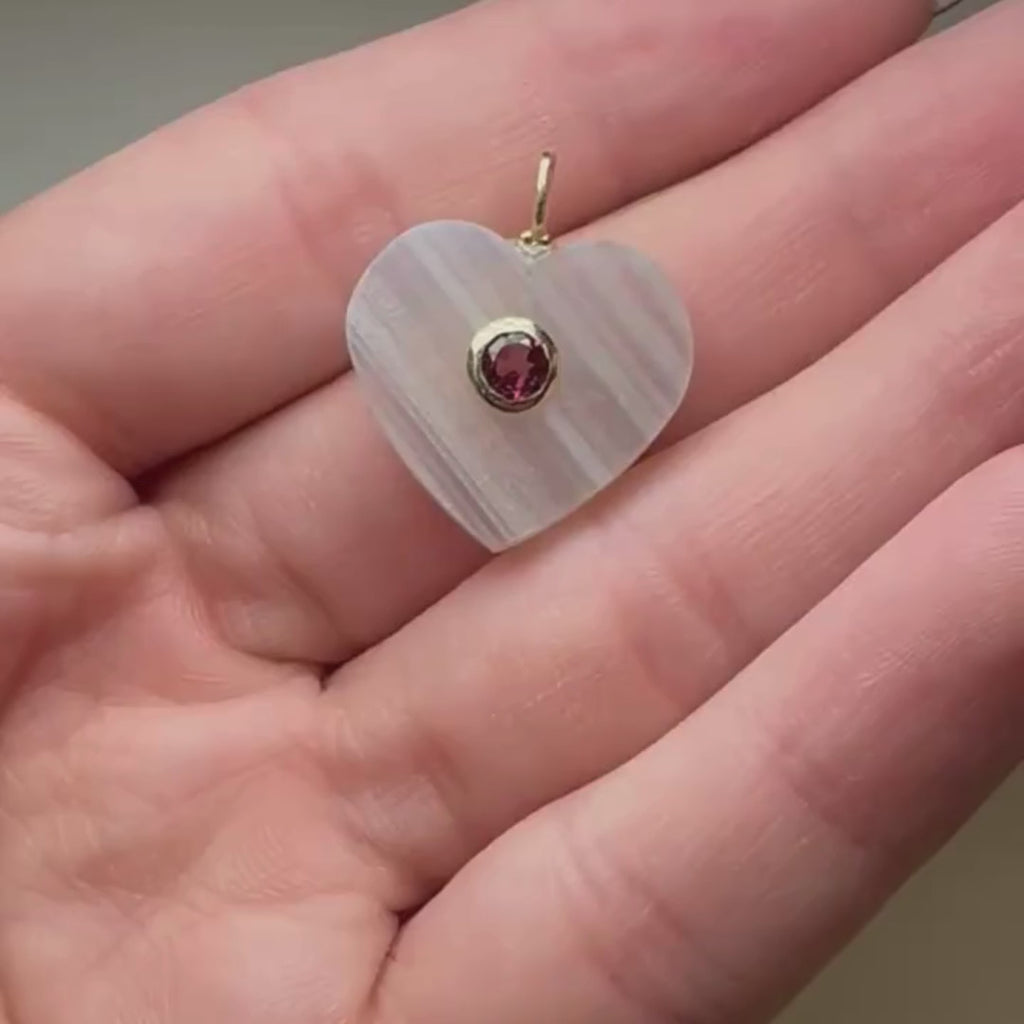 Banded Agate Heart Charm