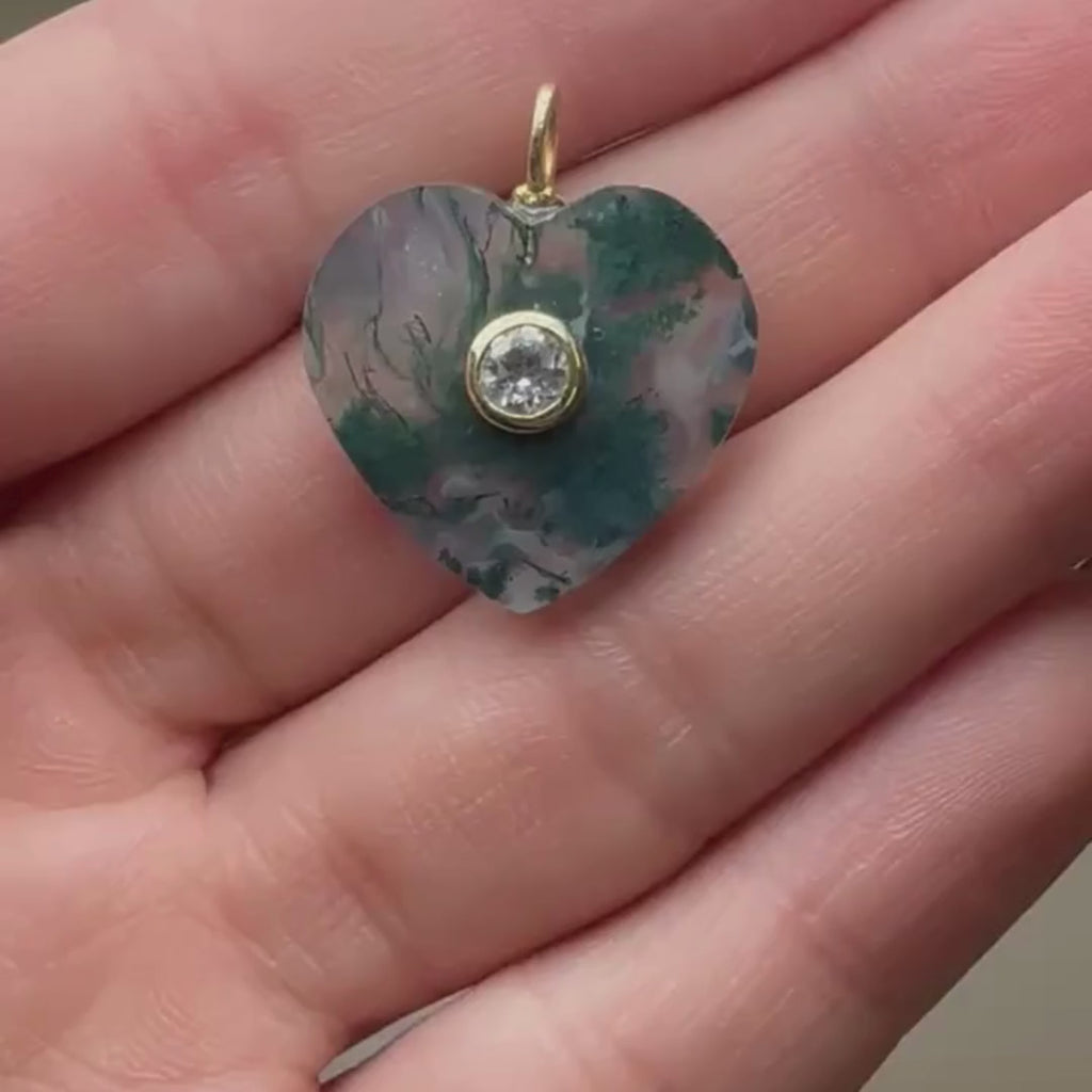 Moss Agate Heart Charm