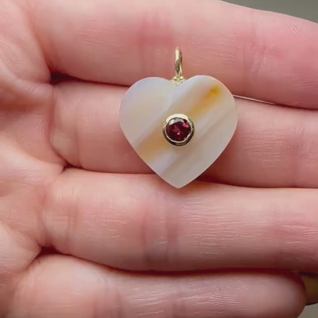 Banded Agate Heart Charm