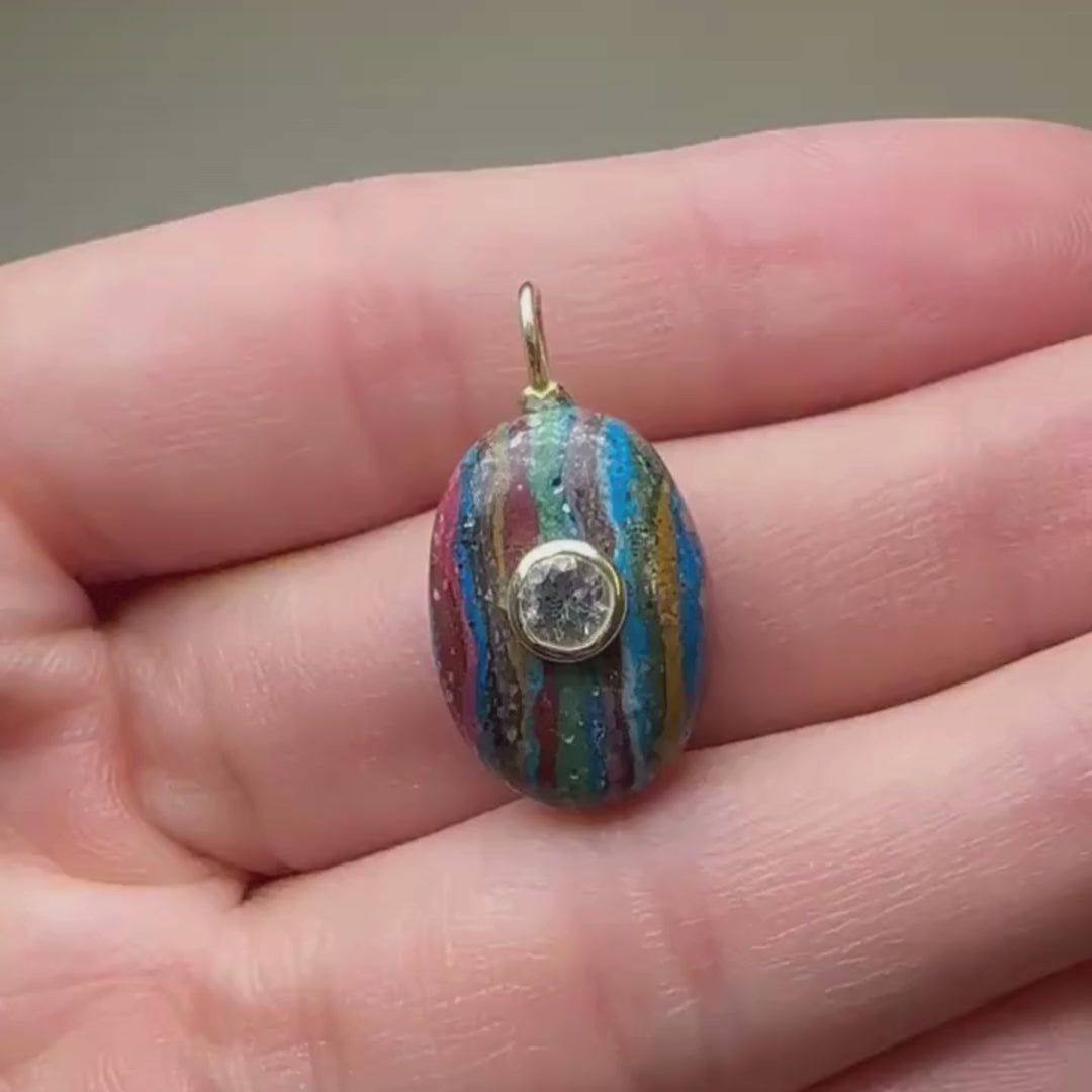 Rainbow Calsilica Oval Charm