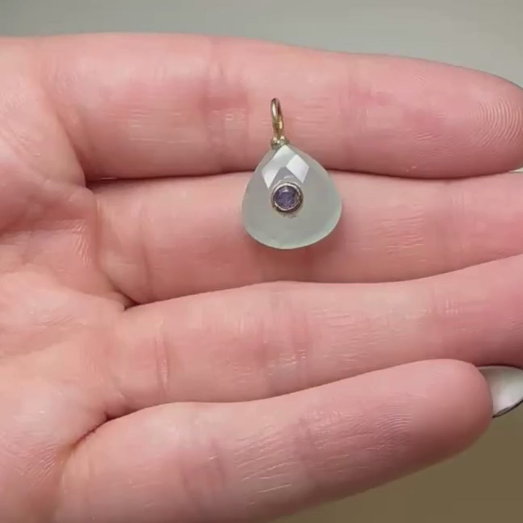 Aqua Chalcedony Drop Charm