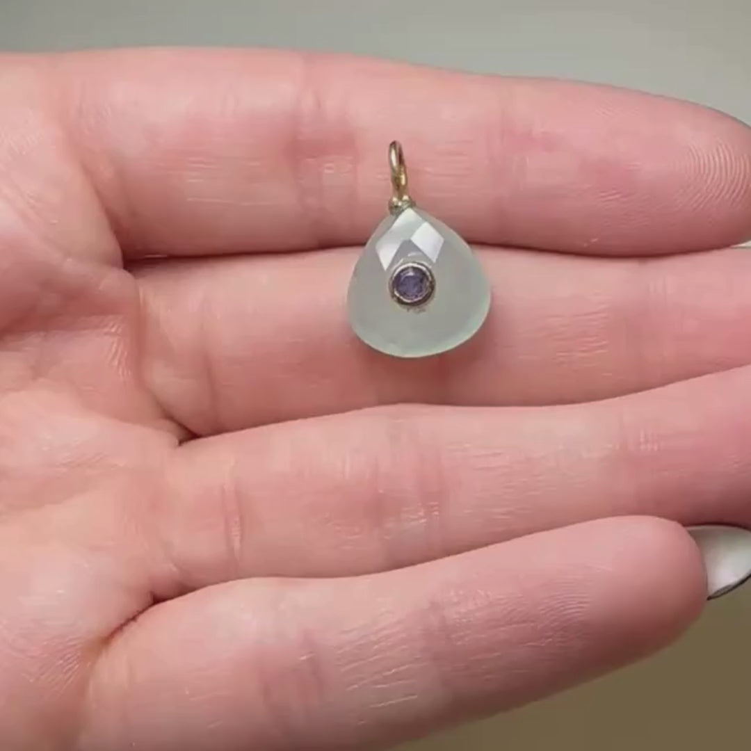 Aqua Chalcedony Drop Charm
