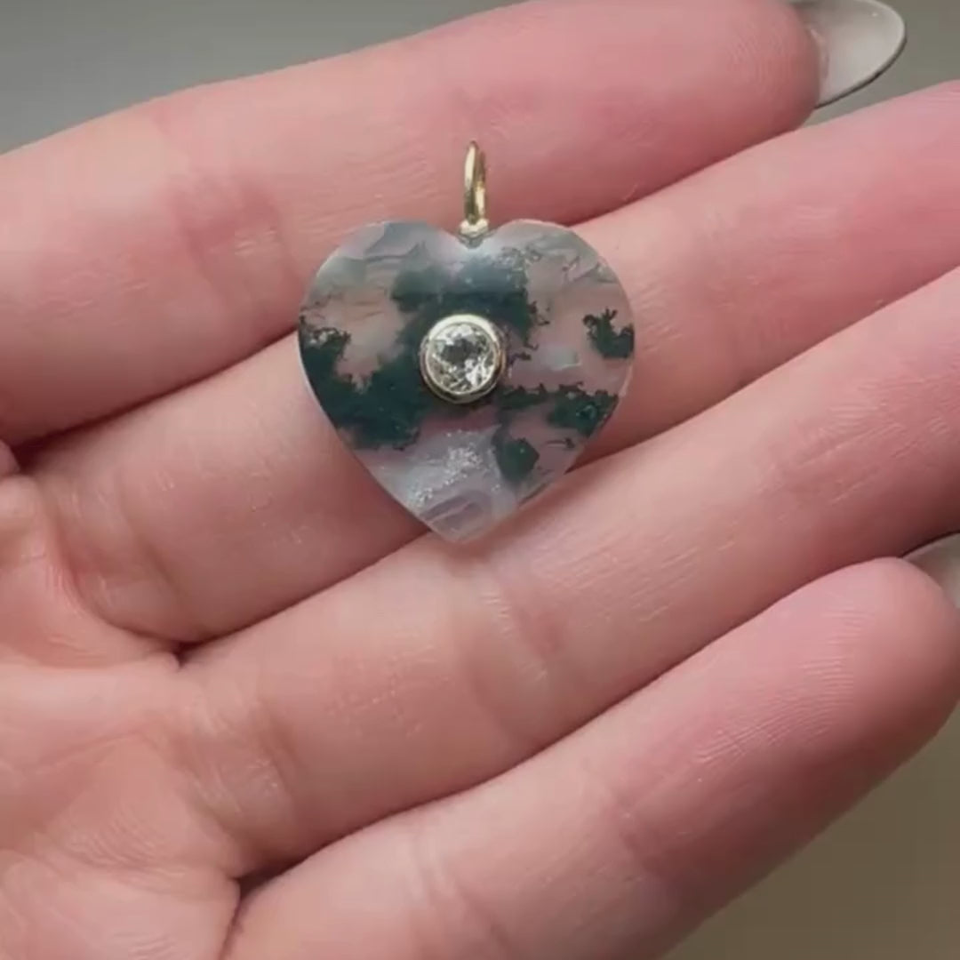 Moss Agate Heart Charm