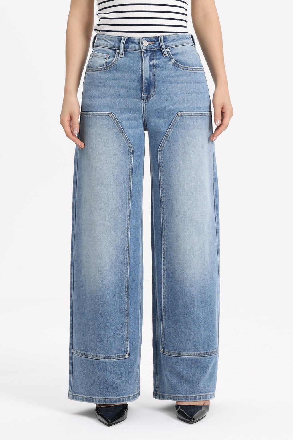 High Rise Barrel Wide Leg Jeans