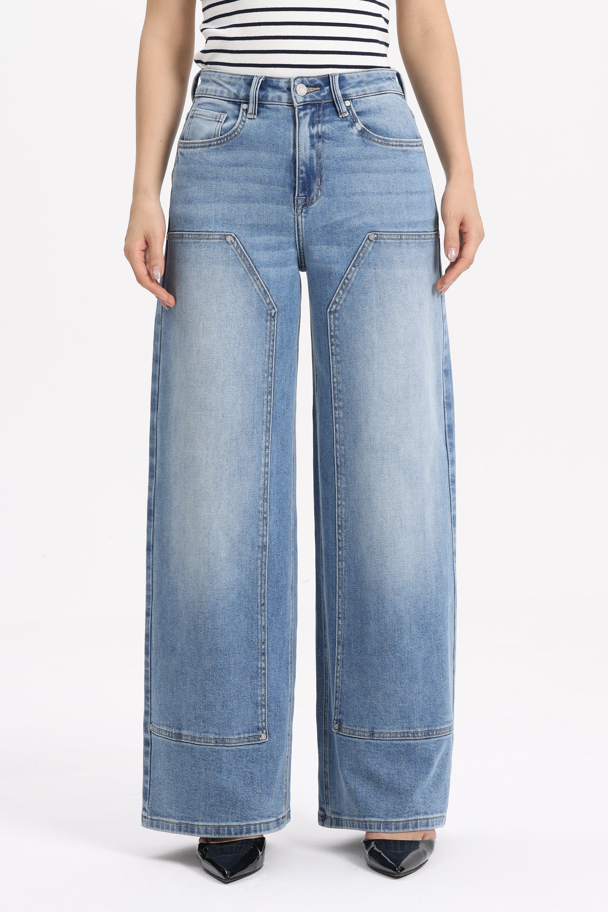 High Rise Barrel Wide Leg Jeans