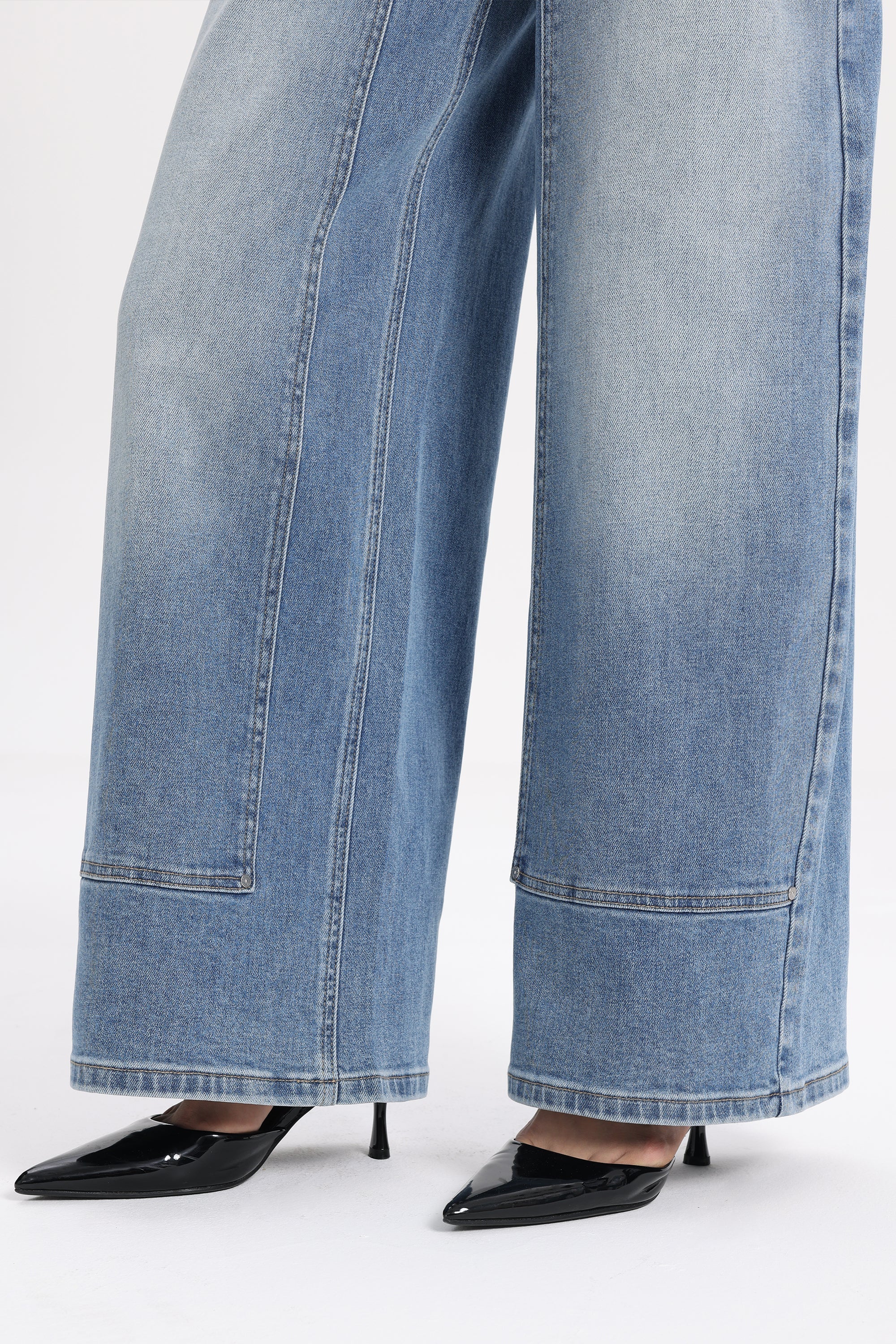 High Rise Barrel Wide Leg Jeans